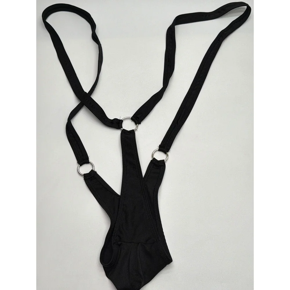 Male Power Mens Black O-Ring Thong Bodysuit Harness Style Size L/XL